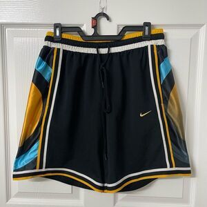 Nike Men’s Basketball Shorts Black Gold Blue – Athletic Mesh, Size M